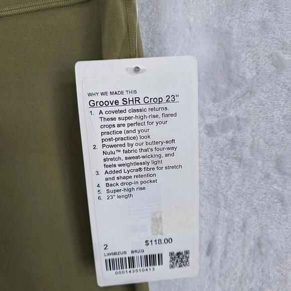 Lululemon Groove Super-High-Rise Crop 23" Leggings Bronze Green Women's 2 NWT - Picture 5 of 12